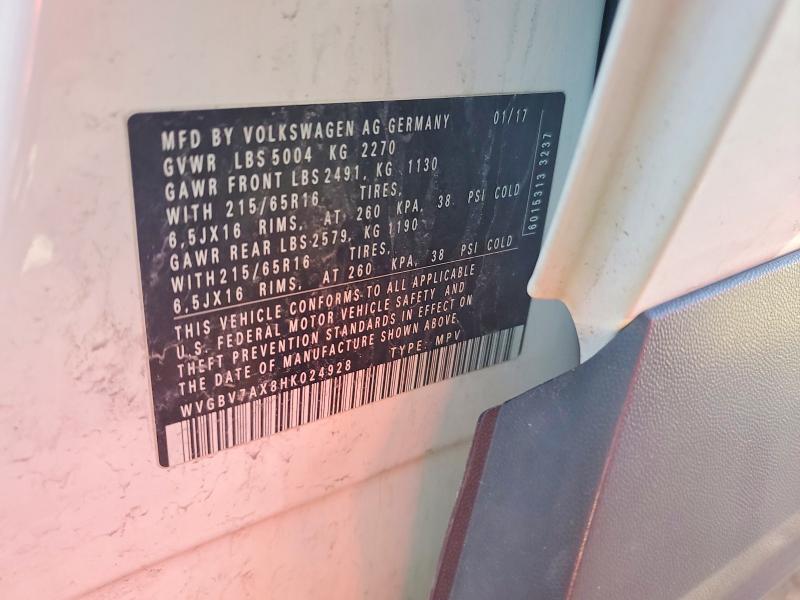 Aukcja sprzedaży 2017 Volkswagen Tiguan, vin: WVGBV7AX8HK024928, numer aukcji: 47160566