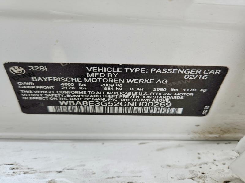 Продаж на аукціоні авто 2016 Bmw 328, vin: WBA8E3G52GNU00269, номер лоту: 50959466