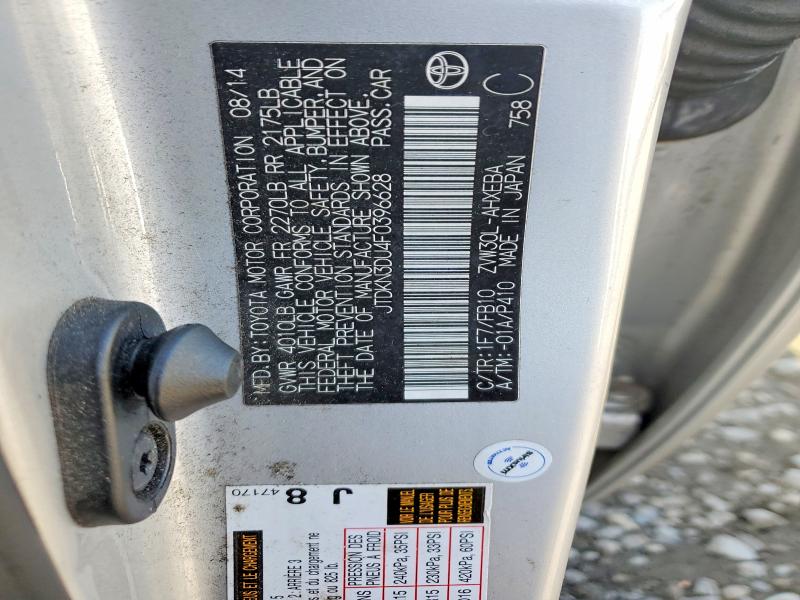 51205036 :رقم المزاد ، JTDKN3DU4F0396628 vin ، 2015 Toyota Prius مزاد بيع