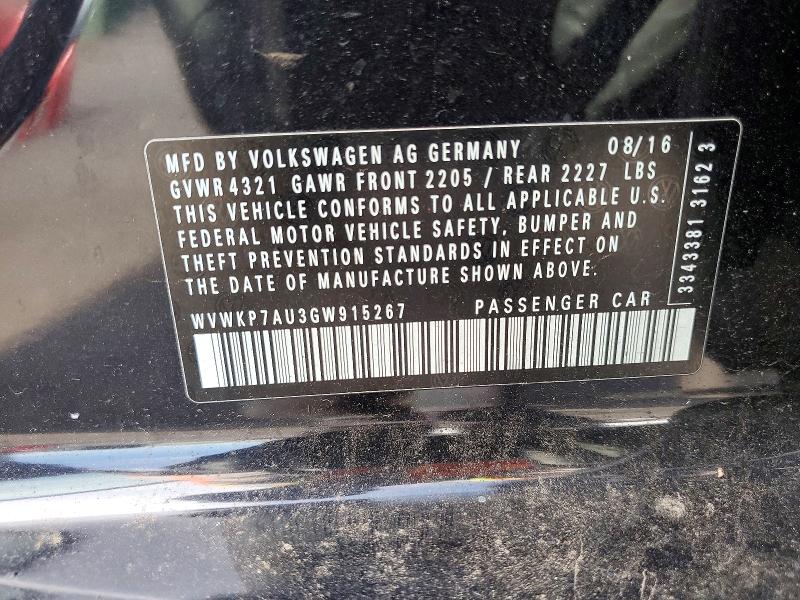 Продаж на аукціоні авто 2016 Volkswagen E-golf, vin: WVWKP7AU3GW915267, номер лоту: 48792386