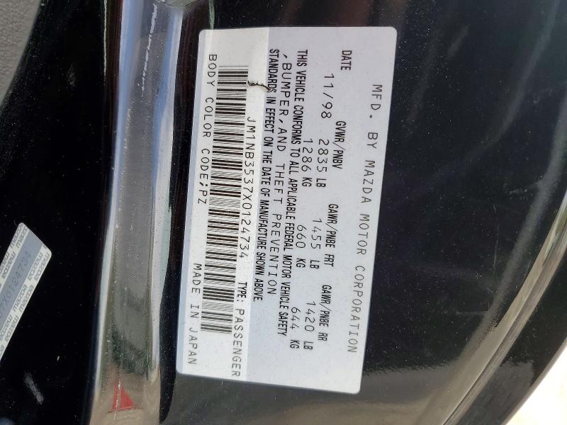 50748426 :رقم المزاد ، JM1NB3537X0124734 vin ، 1999 Mazda Mx-5 Miata مزاد بيع