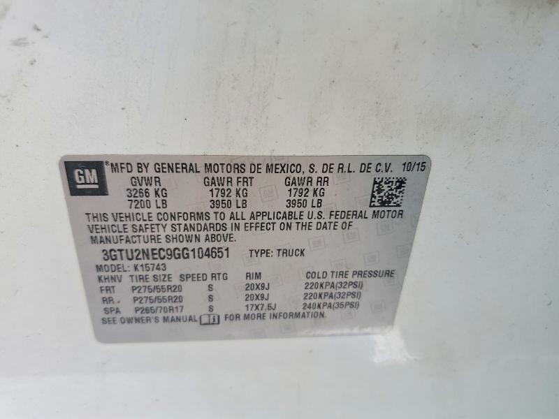 Продажа на аукционе авто 2016 Gmc Sierra, vin: 3GTU2NEC9GG104651, номер лота: 51901326