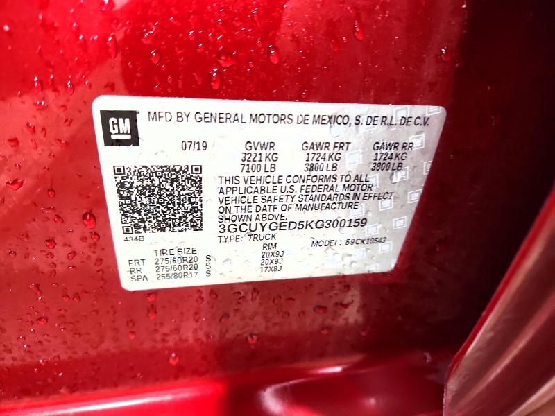 Aukcja sprzedaży 2019 Chevrolet Silverado, vin: 3GCUYGED5KG300159, numer aukcji: 48519246