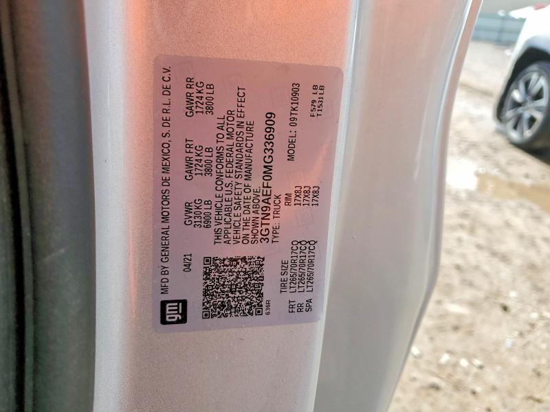 Aukcja sprzedaży 2021 Gmc Sierra, vin: 3GTN9AEF0MG336909, numer aukcji: 48858916