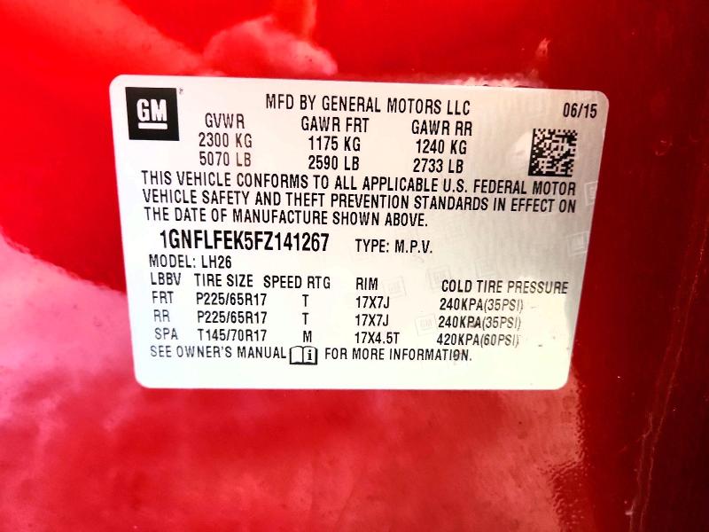 Продаж на аукціоні авто 2015 Chevrolet Equinox, vin: 1GNFLFEK5FZ141267, номер лоту: 49725406