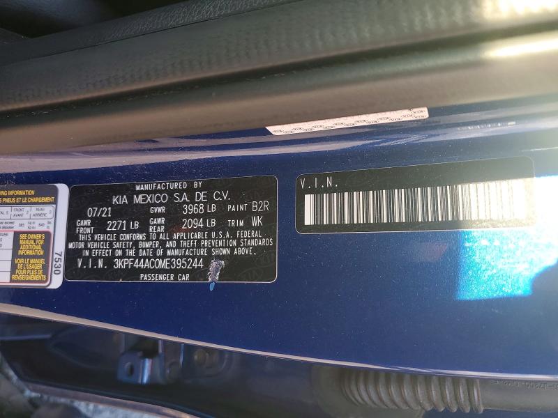 50268736 :رقم المزاد ، 3KPF44AC0ME395244 vin ، 2021 Kia Forte مزاد بيع