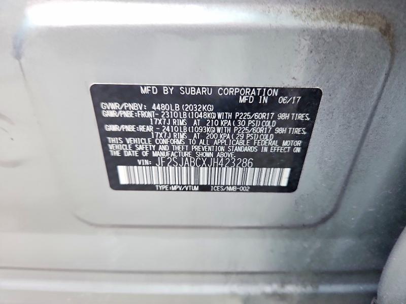 Продажа на аукционе авто 2018 Subaru Forester, vin: JF2SJABCXJH423286, номер лота: 50239956