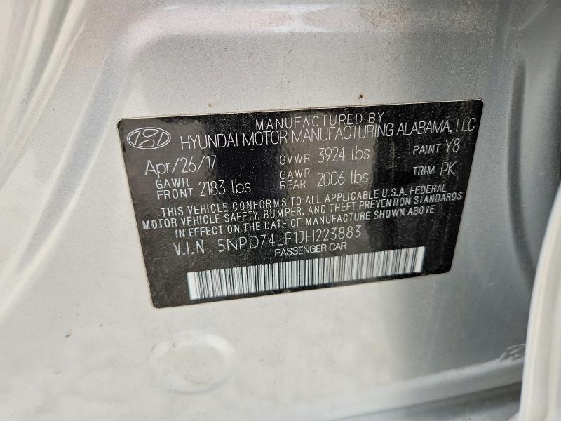 Aukcja sprzedaży 2018 Hyundai Elantra, vin: 5NPD74LF1JH223883, numer aukcji: 50680946