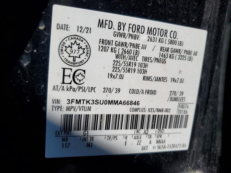 Aukcja sprzedaży 2021 Ford Mustang Mach-e, vin: 3FMTK3SU0MMA66846, numer aukcji: 48121536