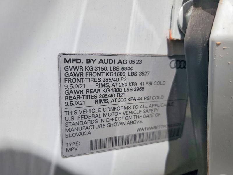 Aukcja sprzedaży 2023 Audi Sq7, vin: WA1VWBF77PD023020, numer aukcji: 50058726