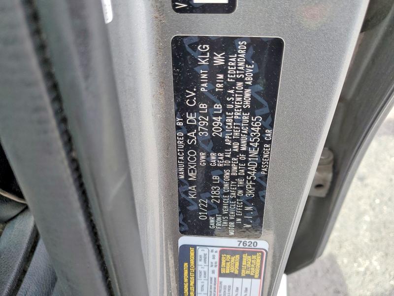 48539406 :رقم المزاد ، 3KPF54AD1NE453465 vin ، 2022 Kia Forte مزاد بيع