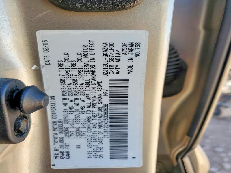 Продажа на аукционе авто 2005 Lexus Gx, vin: JTJBT20X050080638, номер лота: 49619926