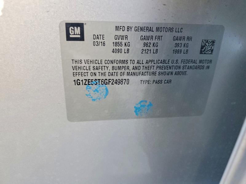 50934686 :رقم المزاد ، 1G1ZE5ST6GF249870 vin ، 2016 Chevrolet Malibu مزاد بيع