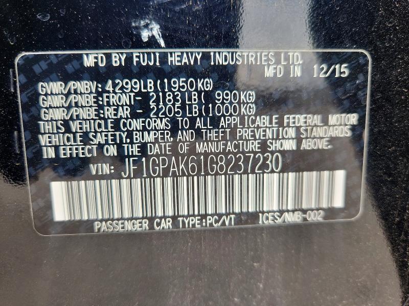 Продажа на аукционе авто 2016 Subaru Impreza, vin: JF1GPAK61G8237230, номер лота: 50651056