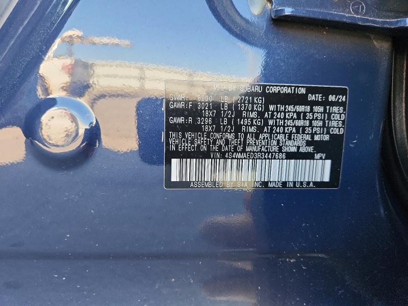 2024 Subaru Ascent მანქანა იყიდება აუქციონზე, vin: 4S4WMAED3R3447686, აუქციონის ნომერი: 48962516
