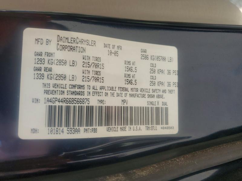 Продажа на аукционе авто 2006 Chrysler Town & Country, vin: 1A4GP44R66B566875, номер лота: 48957996