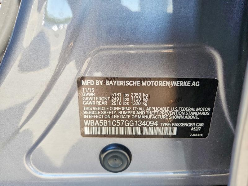 51898716 :رقم المزاد ، WBA5B1C57GG134094 vin ، 2016 Bmw 535i مزاد بيع