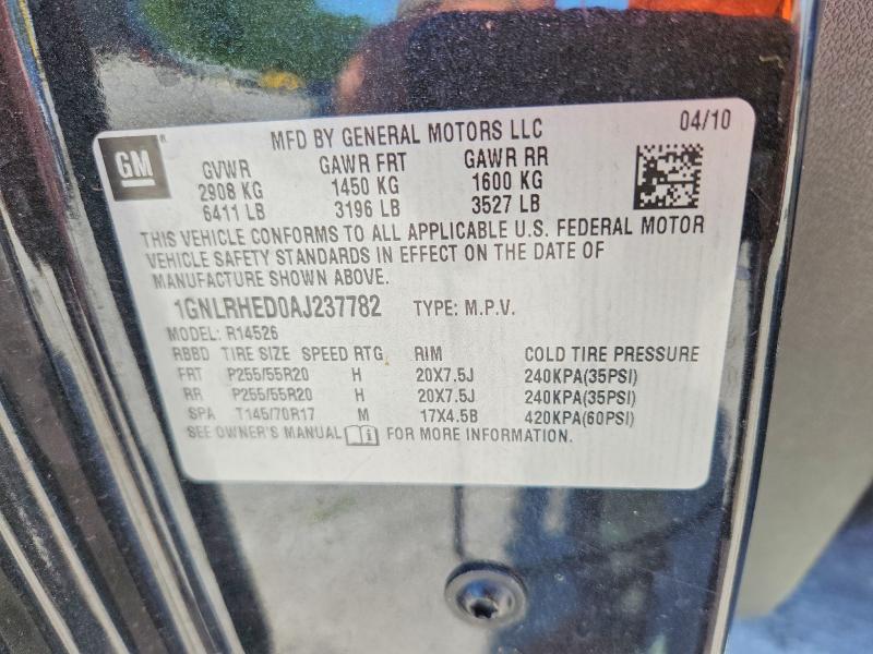 51896406 :رقم المزاد ، 1GNLRHED0AJ237782 vin ، 2010 Chevrolet Traverse مزاد بيع