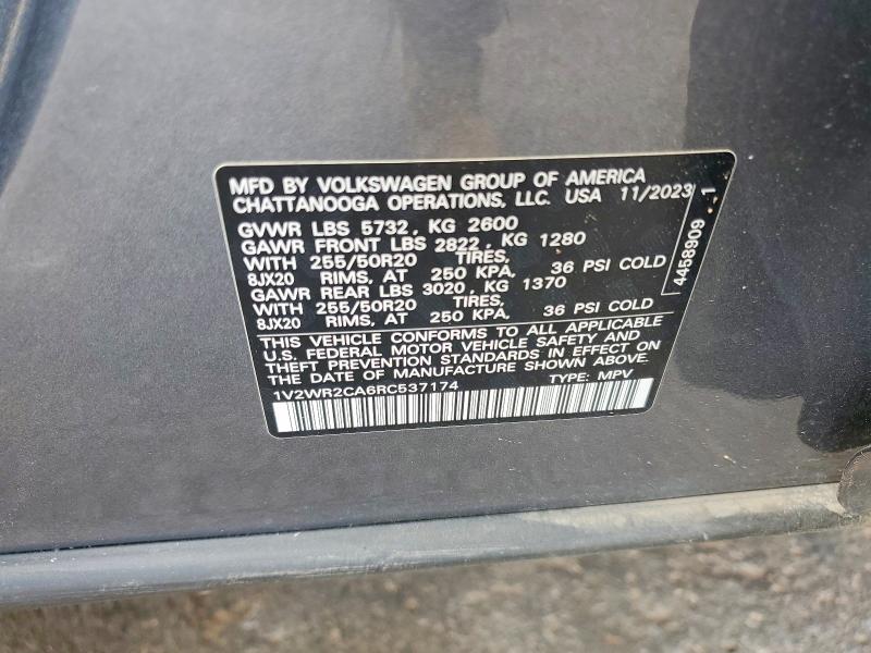51157376 :رقم المزاد ، 1V2WR2CA6RC537174 vin ، 2024 Volkswagen Atlas مزاد بيع