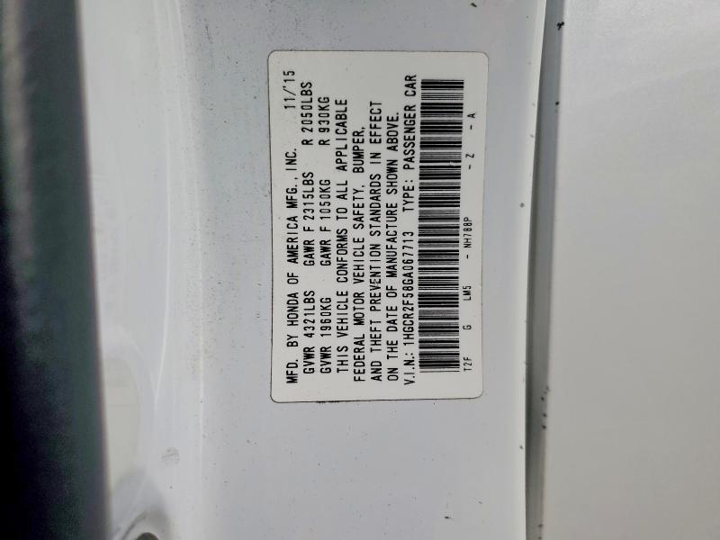 Продаж на аукціоні авто 2016 Honda Accord, vin: 1HGCR2F58GA067713, номер лоту: 49443036