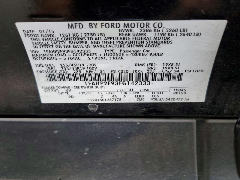 Продаж на аукціоні авто 2015 Ford Taurus, vin: 1FAHP2F93FG142333, номер лоту: 50095296