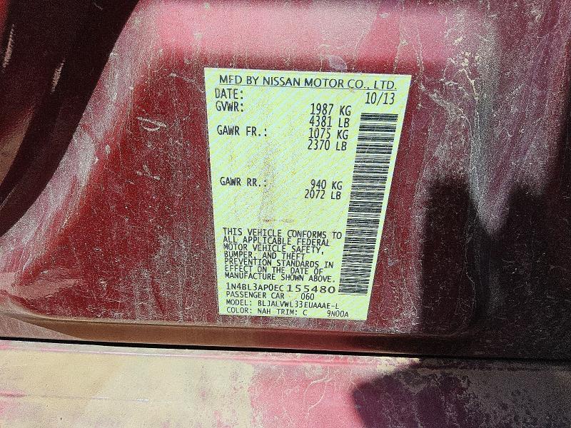 Aukcja sprzedaży 2014 Nissan Altima, vin: 1N4BL3AP0EC155480, numer aukcji: 49675806