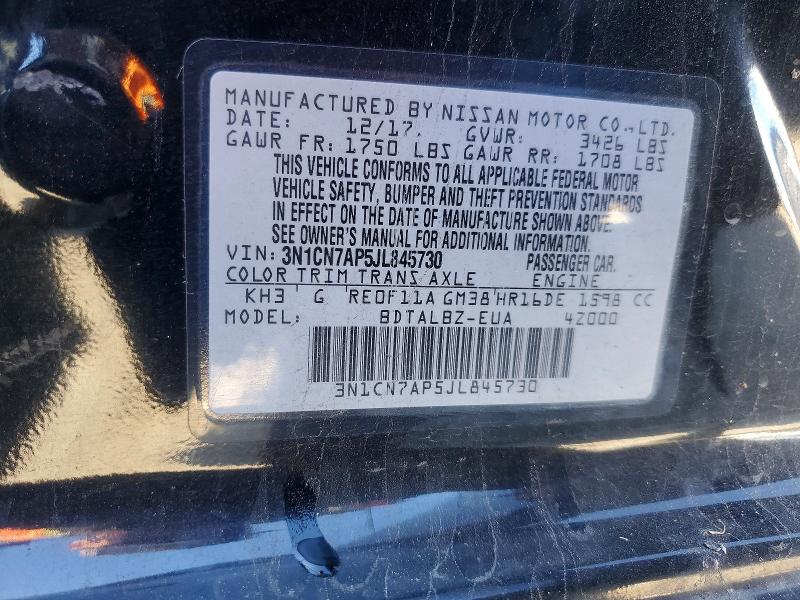 Aukcja sprzedaży 2018 Nissan Versa, vin: 3N1CN7AP5JL845730, numer aukcji: 49763076
