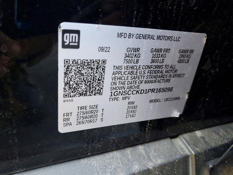Продаж на аукціоні авто 2023 Chevrolet Suburban, vin: 1GNSCCKD1PR165098, номер лоту: 50155446