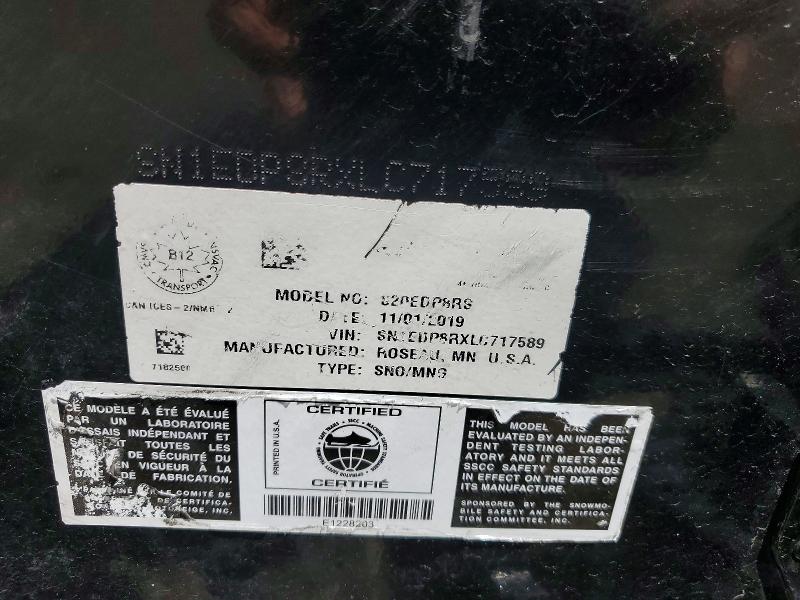 50294396 :رقم المزاد ، SN1EDP8RXLC717589 vin ، 2020 Other Indy 850 Xc مزاد بيع