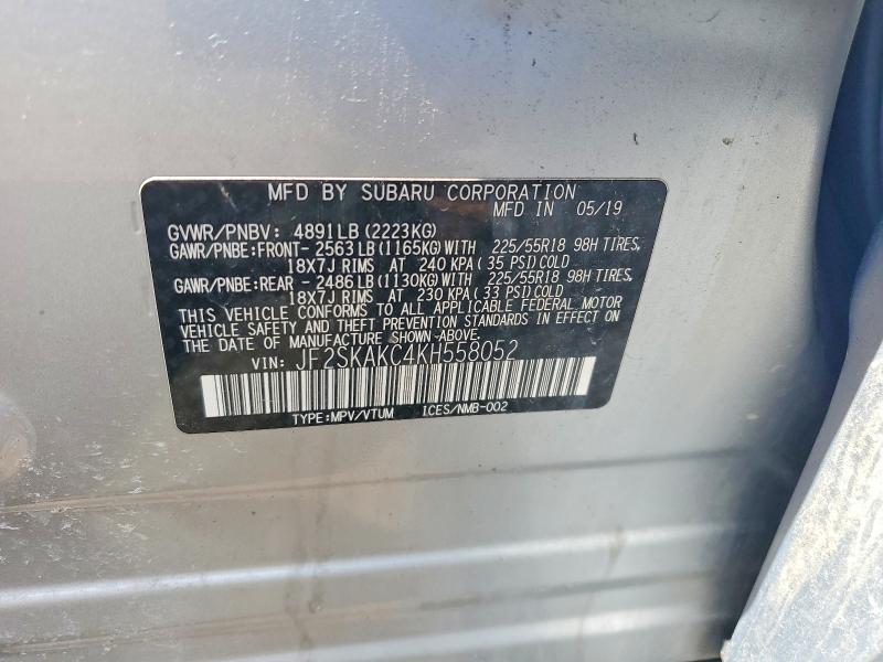 Продаж на аукціоні авто 2019 Subaru Forester, vin: JF2SKAKC4KH558052, номер лоту: 50692166
