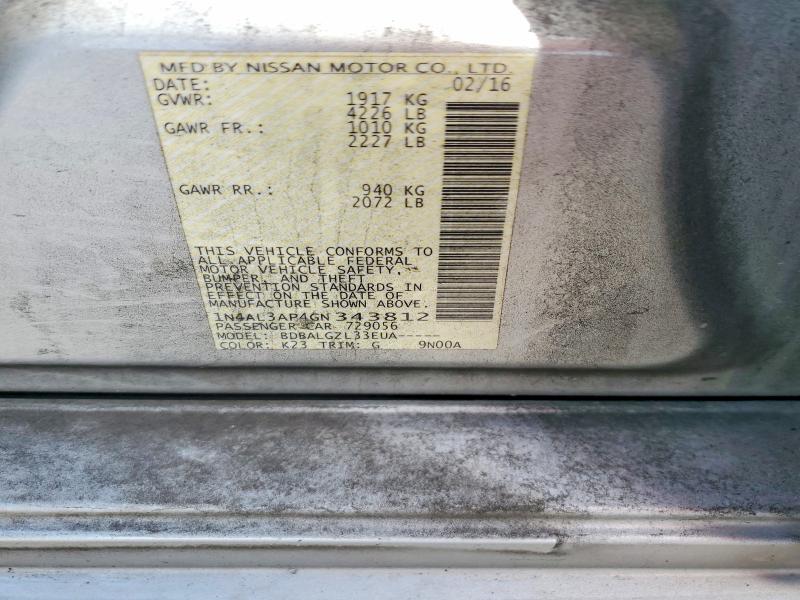Продажа на аукционе авто 2016 Nissan Altima, vin: 1N4AL3AP4GN343812, номер лота: 49558416