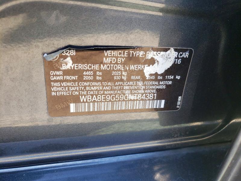 Auction sale of the 2016 Bmw 328, vin: WBA8E9G59GNT84381, lot number: 48466336