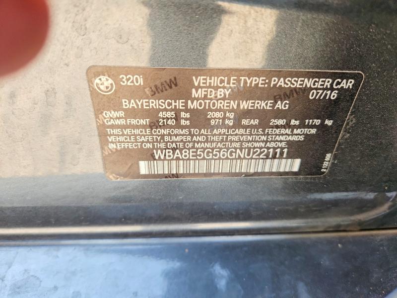 Продаж на аукціоні авто 2016 Bmw 320, vin: WBA8E5G56GNU22111, номер лоту: 51138146