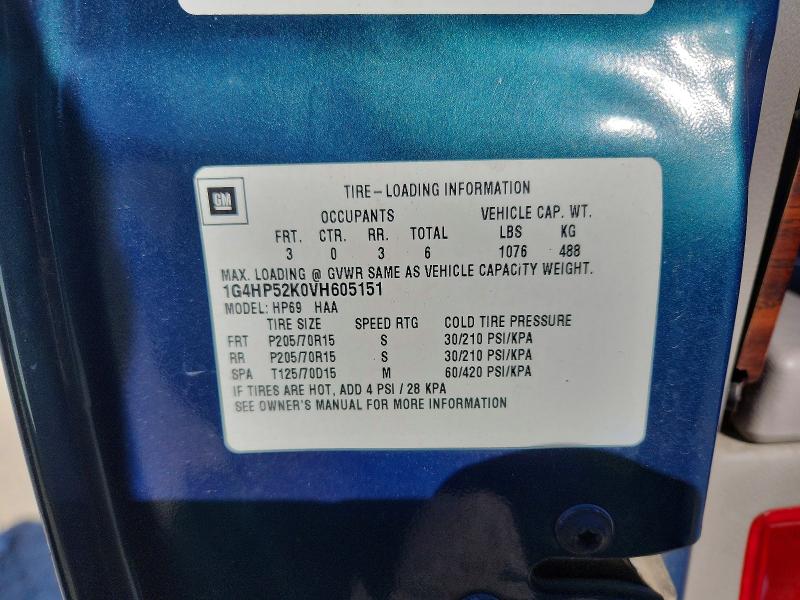 50772496 :رقم المزاد ، 1G4HP52K0VH605151 vin ، 1997 Buick Lesabre مزاد بيع