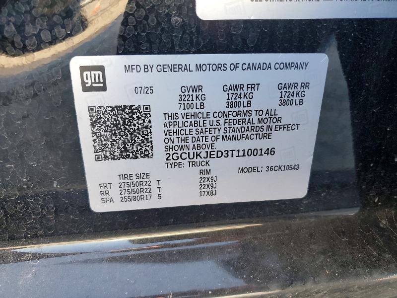 50653396 :رقم المزاد ، 2GCUKJED3T1100146 vin ، 2026 Chevrolet Silverado مزاد بيع