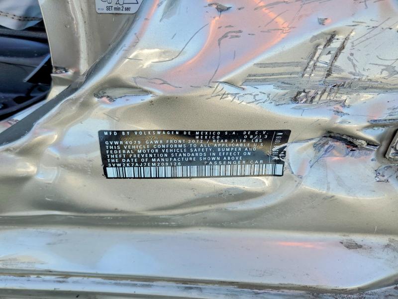 50461066 :رقم المزاد ، 3VW2K7AJ7EM209126 vin ، 2014 Volkswagen Jetta مزاد بيع
