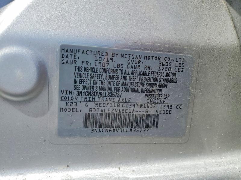 Продажа на аукционе авто 2020 Nissan Versa, vin: 3N1CN8DV9LL835737, номер лота: 50995176