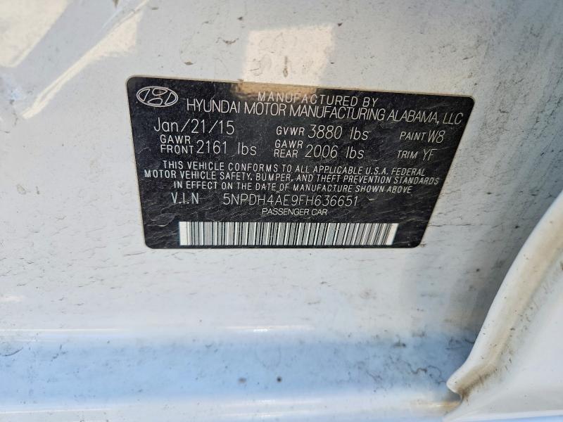 49745866 :رقم المزاد ، 5NPDH4AE9FH636651 vin ، 2015 Hyundai Elantra مزاد بيع