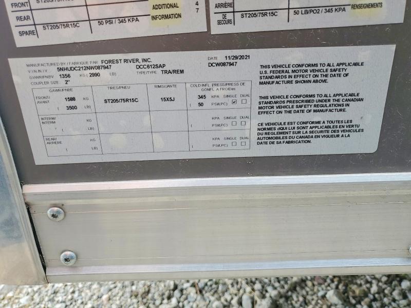 Продаж на аукціоні авто 2022 Foresriver Duracraft, vin: 5NHUDC212NW087947, номер лоту: 48304866