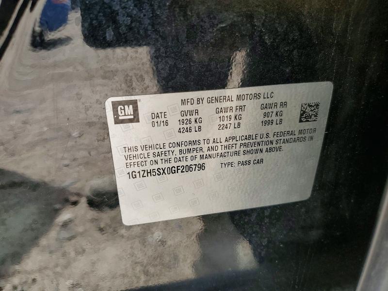 2016 Chevrolet Malibu მანქანა იყიდება აუქციონზე, vin: 1G1ZH5SX0GF206796, აუქციონის ნომერი: 49531966