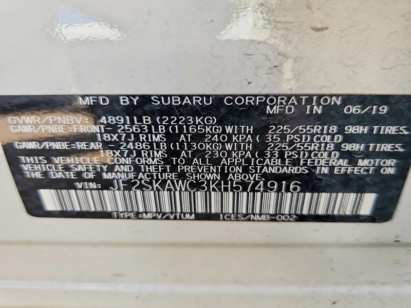 Aukcja sprzedaży 2019 Subaru Forester, vin: JF2SKAWC3KH574916, numer aukcji: 49624736