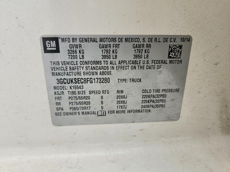2015 Chevrolet Silverado მანქანა იყიდება აუქციონზე, vin: 3GCUKSEC8FG173280, აუქციონის ნომერი: 50117396