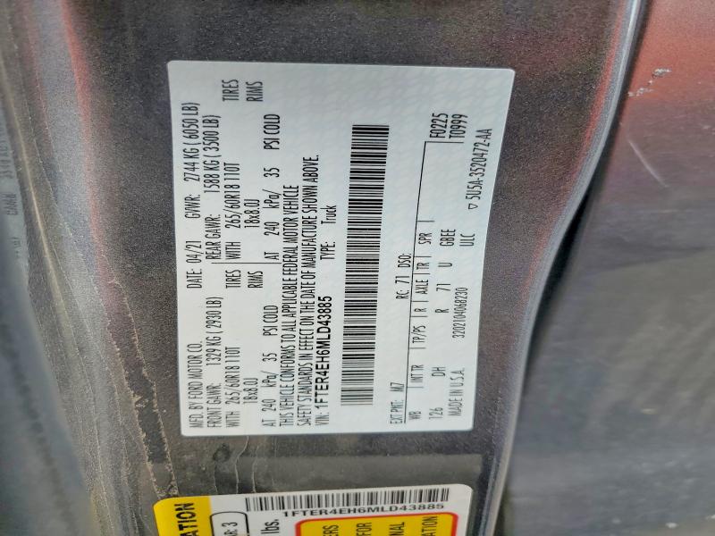 Продаж на аукціоні авто 2021 Ford Ranger, vin: 1FTER4EH6MLD43885, номер лоту: 48509776