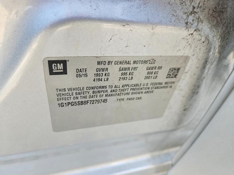 2015 Chevrolet Cruze მანქანა იყიდება აუქციონზე, vin: 1G1PG5SB8F7279745, აუქციონის ნომერი: 48838566