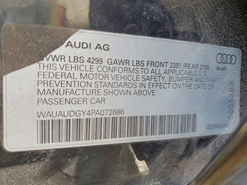 2023 Audi A3 მანქანა იყიდება აუქციონზე, vin: WAUAUDGY4PA072686, აუქციონის ნომერი: 49960456