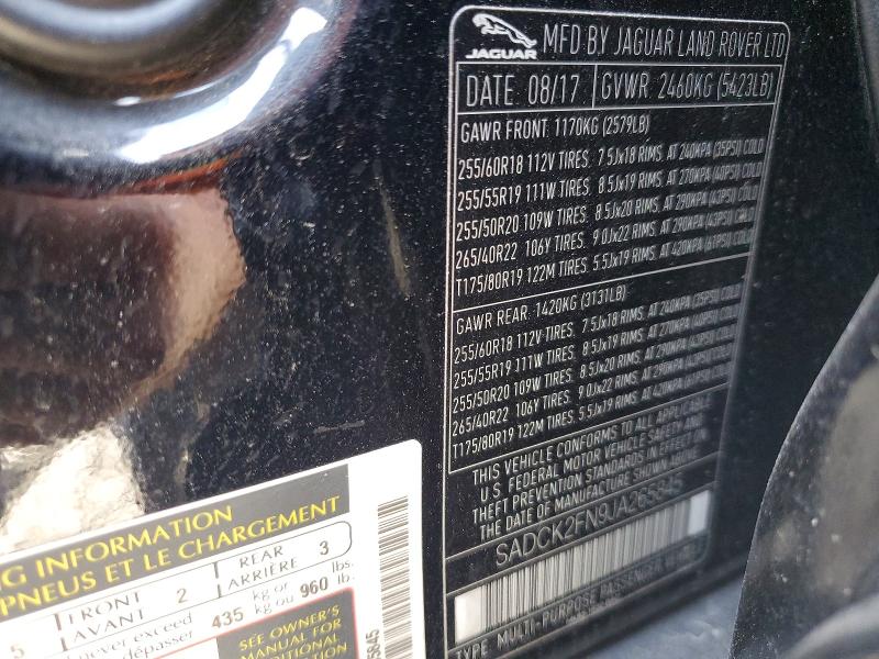 Продаж на аукціоні авто 2018 Jaguar F-pace, vin: SADCK2FN9JA265845, номер лоту: 49496646