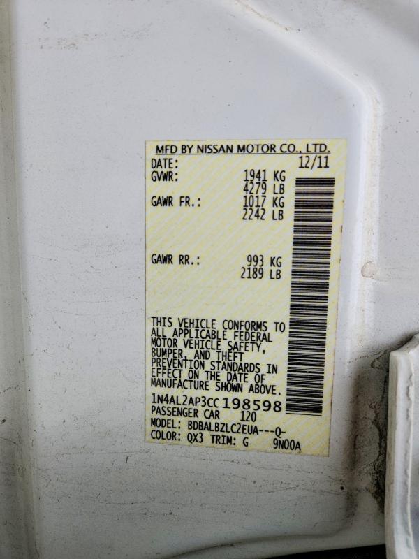 50917186 :رقم المزاد ، 1N4AL2AP3CC198598 vin ، 2012 Nissan Altima مزاد بيع