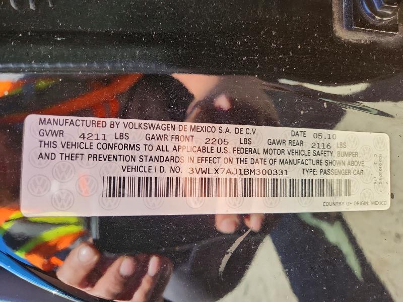 2011 Volkswagen Jetta მანქანა იყიდება აუქციონზე, vin: 3VWLX7AJ1BM300331, აუქციონის ნომერი: 50695046