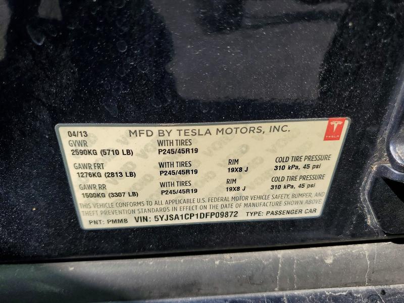 51179126 :رقم المزاد ، 5YJSA1CP1DFP09872 vin ، 2013 Tesla Model S مزاد بيع