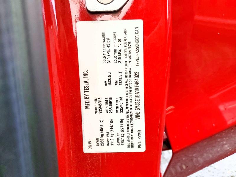 Продажа на аукционе авто 2019 Tesla Model 3, vin: 5YJ3E1EA1KF464022, номер лота: 50447246